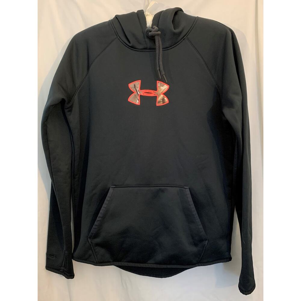 Under Armour Women's Cold Gear Hoodie Sz Small Gray Camo Logo Pink